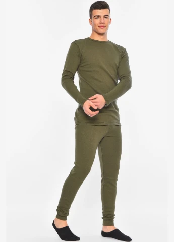 Термобелье мужское на флисе цвета хаки Let's Shop (315509126)