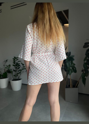 Халат жіночий короткий мусліновий Червоні серця Maybel (336889219)