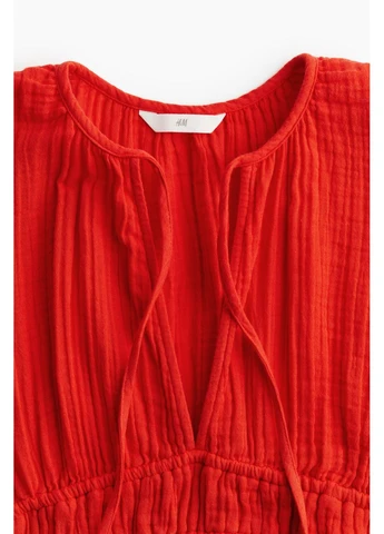 Красное платье муслиновое H&M однотонное