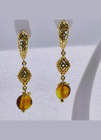 Сережки 3117 з натуральним бурштином MINOV (312018822)