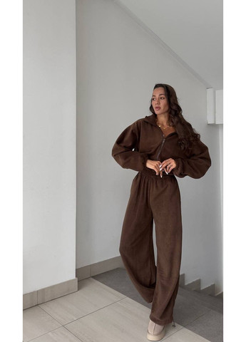 Флисовый женский комбинезон свободного кроя. MonCher комбинезон-брюки коричневый повседневный флис