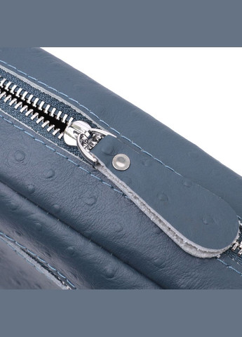 Интересная кроссбоди для женщин из фактурной натуральной кожи синяя 22661 Vintage (329196892)