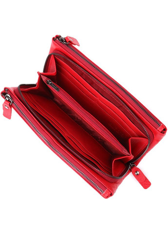 Шкіряний жіночий гаманець на три відділення 23109 Червоний st leather (329148781)