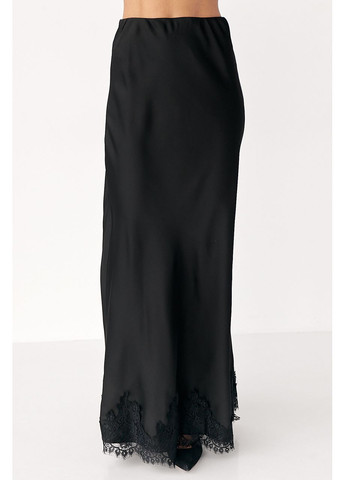 Черная сатиновая юбка с кружевом Lurex