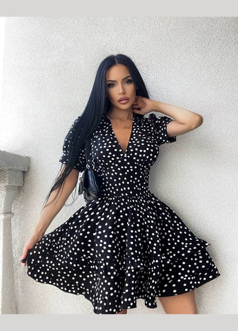 Чорна сукня Garna в горошок