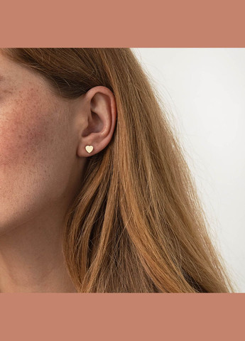 Золоті сережки - пусети Сердечка с06192 Oniks (264022324)