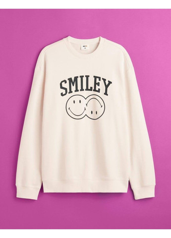 Молочний чоловічий світшот з принтом н&м (57662) s молочний H&M (303435092)