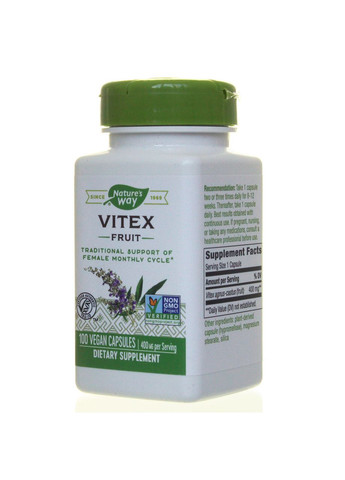 Плоди вітексу, фітодобавка при ПМС, Vitex,, 400 мг, 100 веганських капсул Nature's Way (366734435)