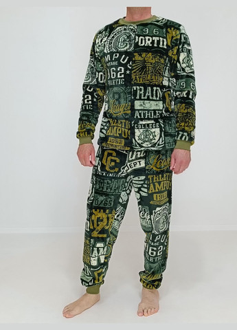 Пижама махровая мужская с надписями 48-50 Зеленая (20791175-1) Triko (288677582)