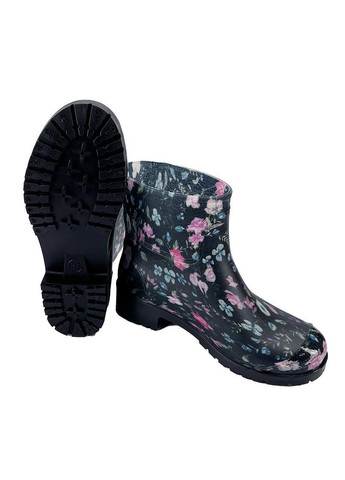 Черные женские силиконовые ботинки черные с розовым 503 Realpaks