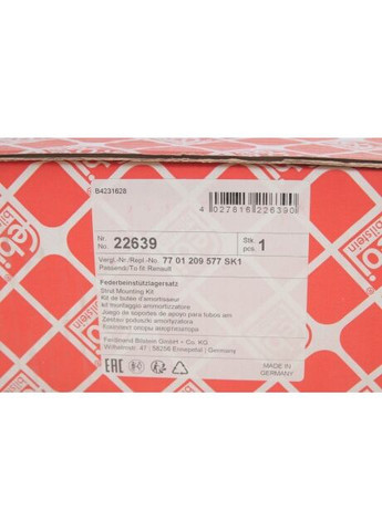 Подушка амортизатора (переднего) + подшипник Renault Trafic 01 22639 RU63 Febi Bilstein (345753814)