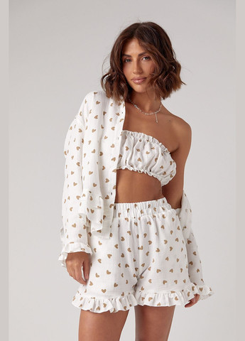 Летний костюм-тройка украшенный сердечками Lurex (296889469)