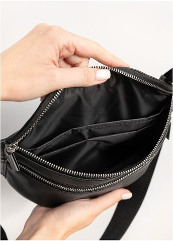 Женская сумка бананка на пояс из натуральной кожи Черная (788031512) Sambag (361244748)