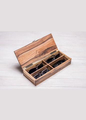 Дерев'яний футляр для чотирьох пар окулярів із дерев'яною кришкою EcoWalnut (295443830)