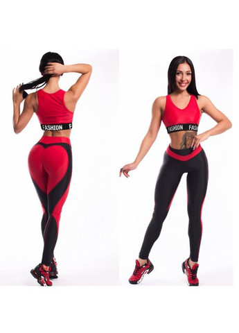 Жіночі стильні лосини/легінси для занять спортом/фітнесом «fitness lovers» (чорно-червоний) China (367838070)