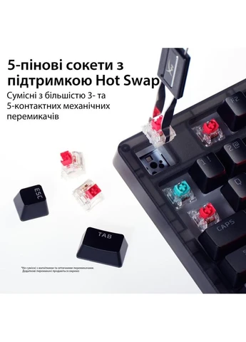 Клавиатура Origins 2 65 HX Red USB UA Black (B4QS3AA) HyperX (390924822)