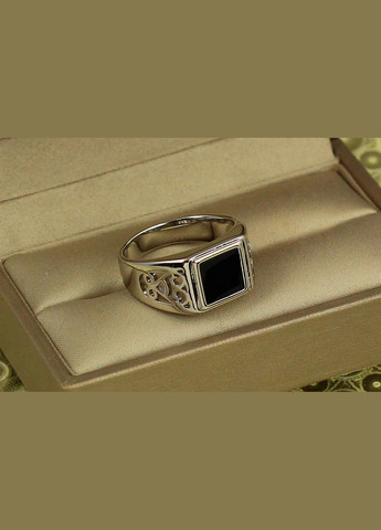 Печатка чорний квадрат з завитками з боків р срібляста Xuping Jewelry (322858088)