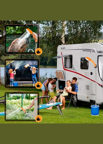 Душ портативний акумуляторний для кемпінгу та дачі на Li-ion 2000 мАг Portable Outdoor Shower автономний з насосом Помаранчевий No Brand (341318691)
