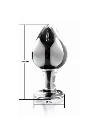 Анальний корок 3,8 см великий Ice Rose міцне скло подарункова Lynx (303911024)