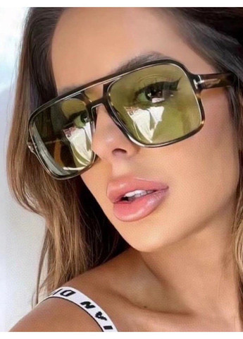 Окуляри сонцезахисні авіатор Smoke TF леопардові з зеленими лінзами No Brand (361678725)