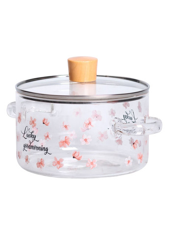 Стеклянная кастрюля прозрачная 1.7 литр с крышкой жаропрочная HP-34-22 Jooki (358705704)