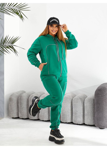 Теплий костюм з тринитки з блискавкою та вставками «кайма-срібло» (заміри в описі) DK/DL Мода без кордонів (361449473)