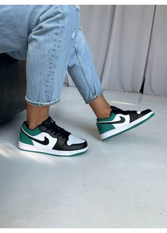 Сірі Осінні кросівки чоловічі nike air jordan retro 1 low green white black найк аір джордан No Brand