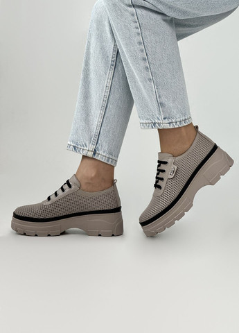 Кофейные слипоны женские кожаные на платформе Sherlock Soon