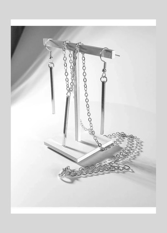 Комплект подвеска и серьги длинные, цвет серебро No Brand (358650330)