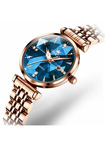 Женские часы наручные OLEVS 5536 Rose Blue классические кварцевые круглые нержавеющая сталь синий циферблат No Brand (353850231)