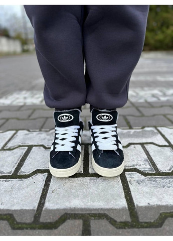 КРОССОВКИ ЖЕНСКИЕ ADIDAS CAMPUS 00S BLACK BEIGE FUR АДИДАС КАМПУС No Brand чёрные зима (367175234)