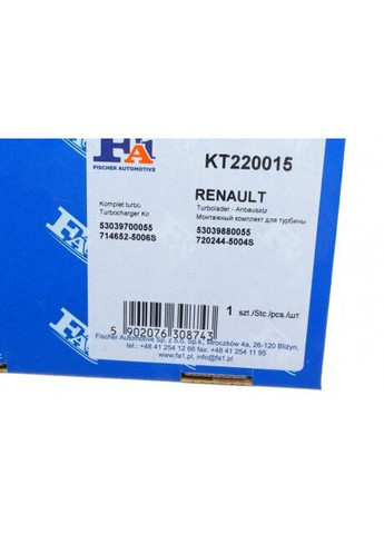 Комплект прокладок из разных материалов TURBO SET RENAULT MASTER II 2.2 DCI 90 66 KW 09/2000 - KT220015 FA1 (366209006)