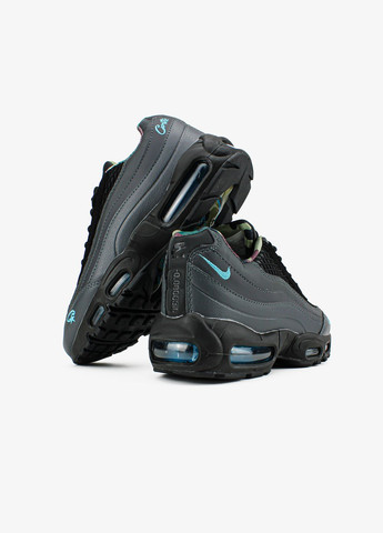 Сірі всесезон кросівки чоловічі nike air max 95 sp corteiz aegean storm gray black | найк аір макс 95 сп сірі чорні No Brand