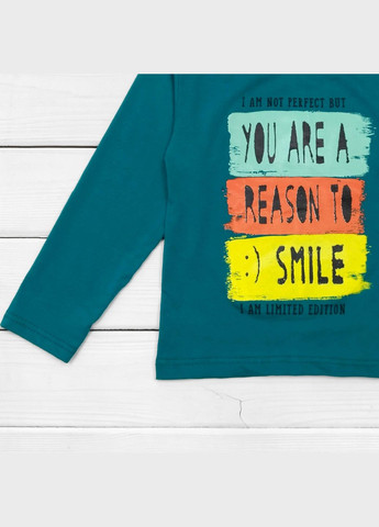 Зеленая демисезонная футболка для мальчика dexter`s с длинным рукавом с принтом smile dexter's