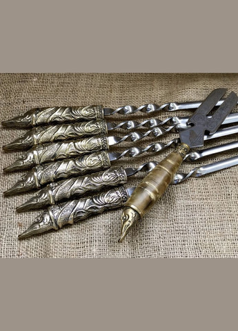 Набор шампуров Люкс Щука с вилкой для снятия мяса 7 предметов 47330072 NB Art (346530237)