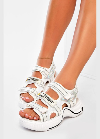 Белые сандалии женские белого цвета на липучках Let's Shop на липучке