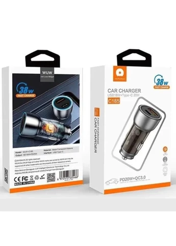 Автомобільний зарядний пристрій -C185 PD20W+QC3.0 black WUW (388529702)