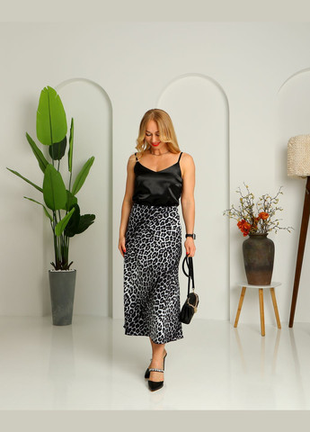 Черно-белая леопардовая женская юбка трапеция 4323аб леопардовая. No Brand