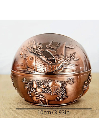 Металева попільничка у формі кулі з зображенням Чаші достатку та коропів Коі (Колір Бронза) No Brand (307790777)