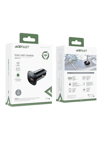 Автомобильное зарядное устройство B1 mini 38W(USB-C+USB-A) dual-port metal car charger Acefast (391302312)