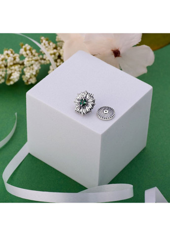 Брошка-значок квітка Соняшник Emerald срібна 925 Zirkon Skifska Etnika (364203230)