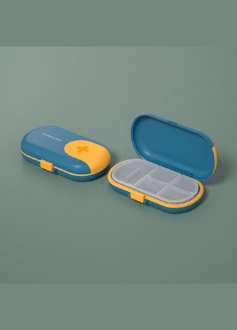 Таблетница с делителем для таблеток на 4 ячейки Cutter box, синяя No Brand (294206344)