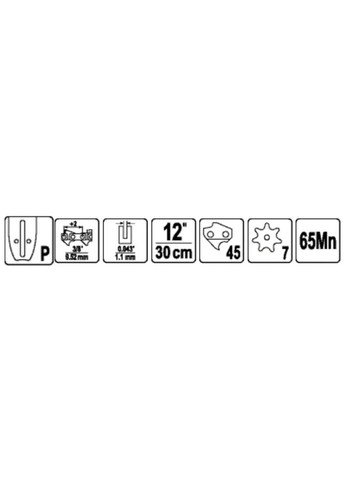 Шина для пили l= 12"/ 30 см (45 ланок)3/8" (9,52 мм).Т- 0,043" (1,1 мм)---YT-849474 [20] YATO (392892476)