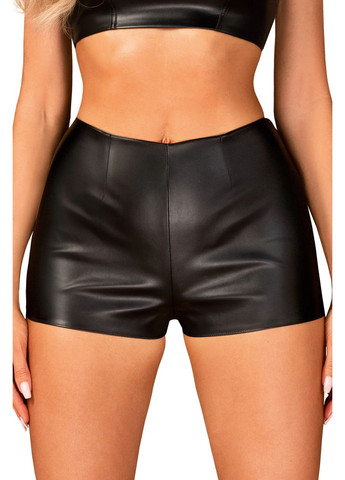 Черный демисезонный шорты с эффектом мокрой кожи hermeza shorties Obsessive