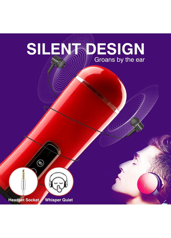 Чоловічий мастурбатор з вібрацією та звуком (червоний, USB) Pretty Love (284279165)