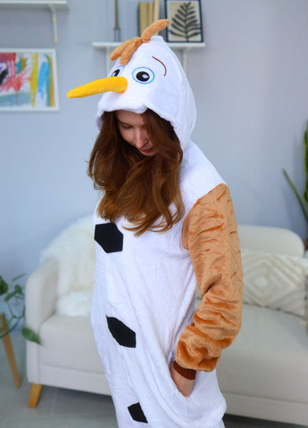 Женское кигуруми снеговик Олаф с капюшоном пижама на пуговицах (1126) My Kigu (360788426)