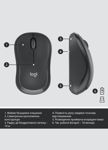 IT набор MK295 Silent Wireless Combo, US, Graphite (920009800) (6836269) Logitech (314932388)