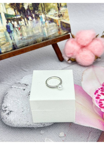 Серебряное кольцо Пандора с культивированной пресноводной жемчужиной и паве 193158C01 Kabluchka (355346161)