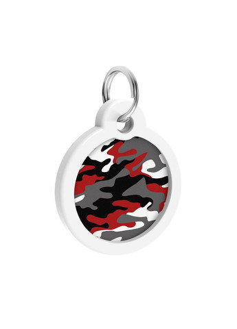 Адресник для собак и котов металлический Smart ID с QR паспортом, рисунок "Камо серый", круг, Дл 30 мм WAUDOG (365061842)