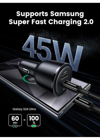 Автомобільний зарядний 63W CD239 P/N: 90645 C+U black Ugreen (365728620)